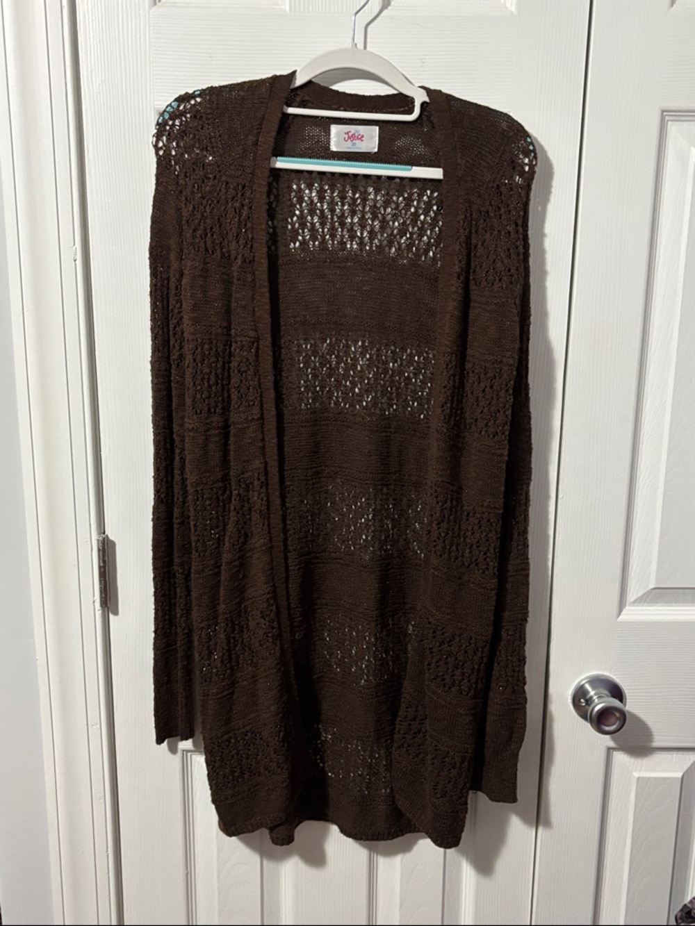 Justice Brown Open-Knit Long Cardigan